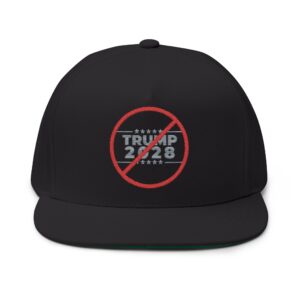 Political Statement Flat Bill Cap with Embroidered Design - No Trump 2028