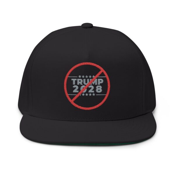 Political Statement Flat Bill Cap with Embroidered Design - No Trump 2028