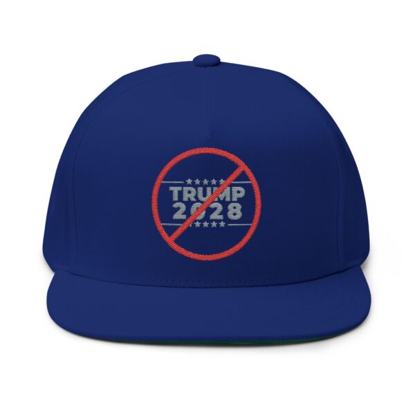 Political Statement Flat Bill Cap with Embroidered Design - No Trump 2028 - Image 9