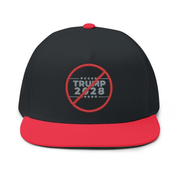 Political Statement Flat Bill Cap with Embroidered Design - No Trump 2028 - Image 17