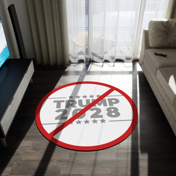 Political Statement Round Rug - No Trump 2028 Design - Image 3