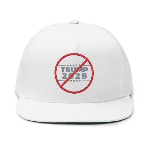 Political Statement Flat Bill Cap with Embroidered Design - No Trump 2028 - Image 5