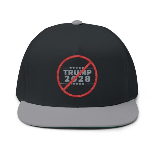 Political Statement Flat Bill Cap with Embroidered Design - No Trump 2028 - Image 13